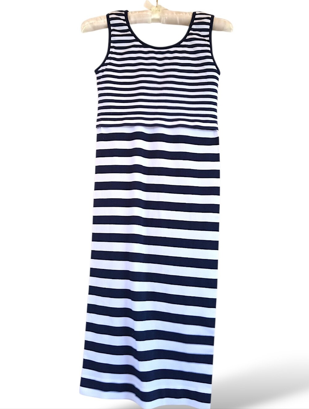 Ripe Navy White Striped Sleeveless Maxi Dress Bodycon Stretch Nautical Casual XS